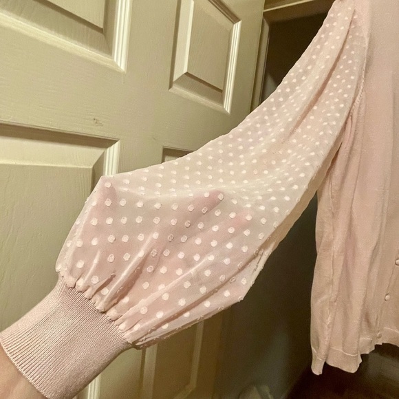 NWT ADRIANNA PAPELL CREW NECK SWISS DOT LONG SLEEVE CARDIGAN WITH BUTTON SIZE XL - Picture 7 of 8